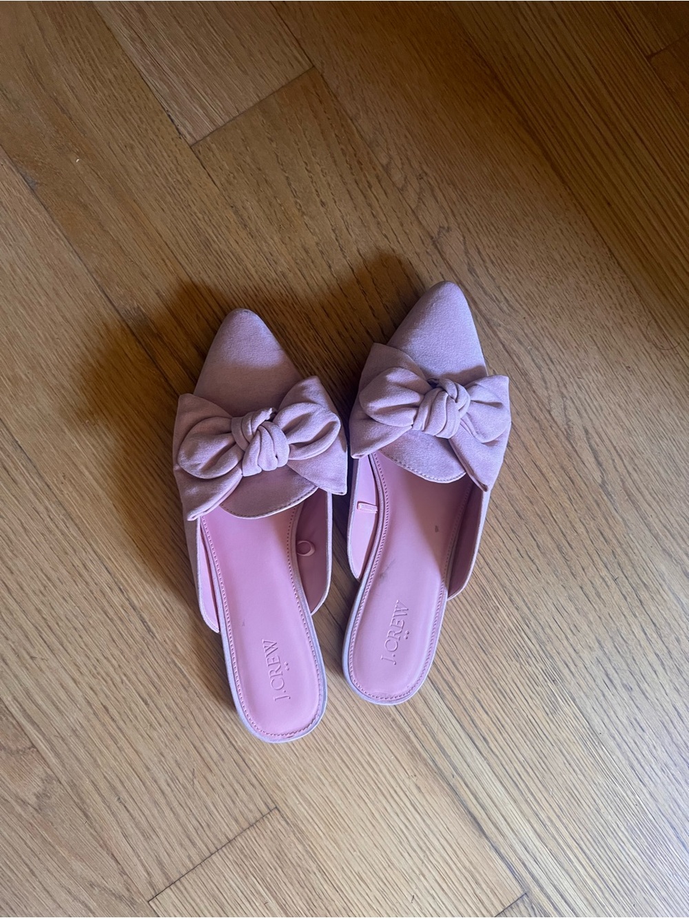 J. Crew Blush Pink Knot Bow Pointed-Toe Mules